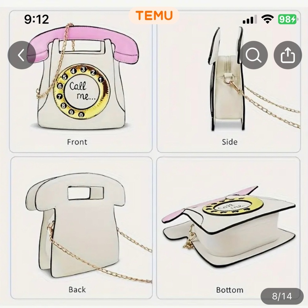 Retro Telephone Handbag - Cream